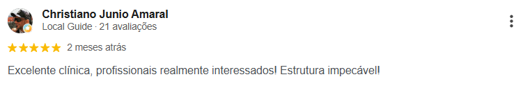 Avaliação 5 estrelas de Christiano Junio Amaral no Google sobre a AudioCenter BH